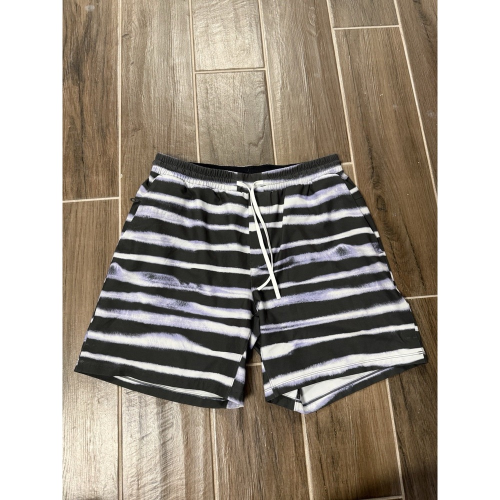 Lululemon Pool Short 5" Men's Striped Swim Shorts Black/White/Blue Size S